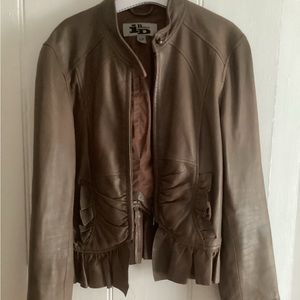 Browns’ Soft leather peplum style fall jacket